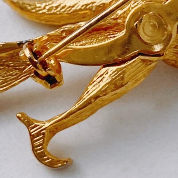 VTG Mid Century Roadrunner Brooch Rhinestone Gold Tone Figural Pin, Whimsy 50s - Picture 10 of 11